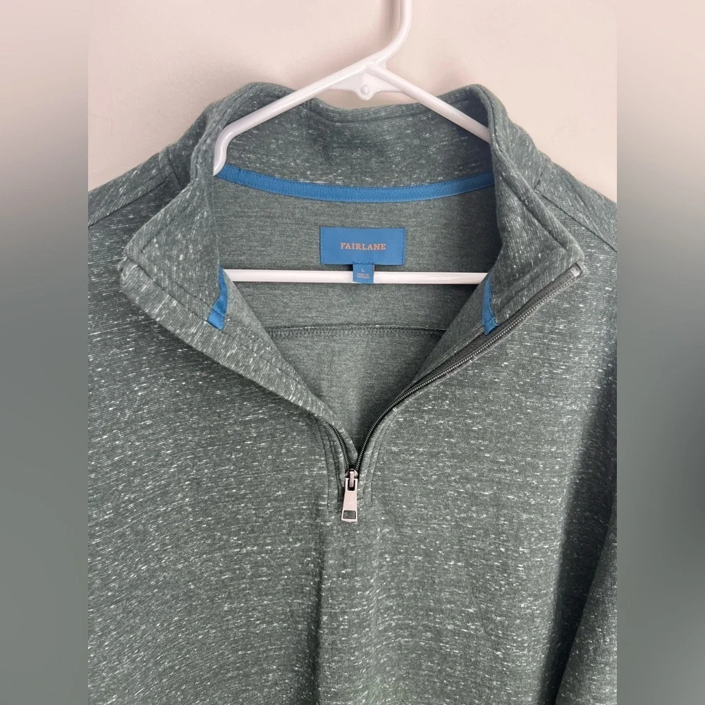 Fairlane Mens Quarter Dark Green Zip Pullover L